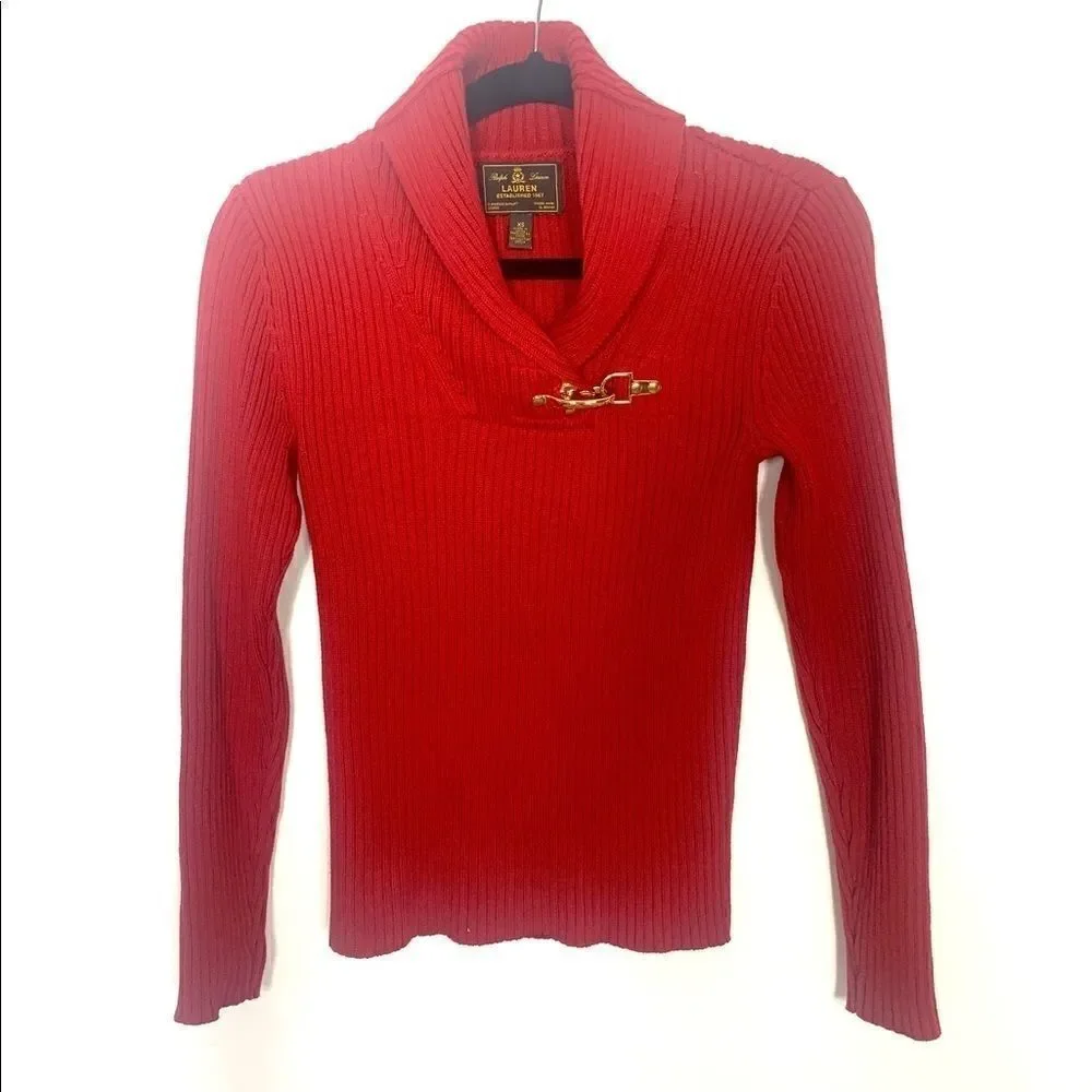 Vintage Ralph Lauren Black Label Red Holiday Cotton Sweater